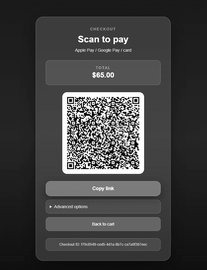 Checkout QR: scan to pay